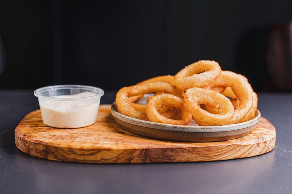 onion rings at luxford burgers and Fore Play Crazy Golf