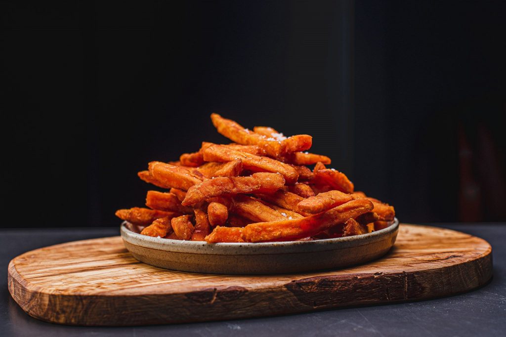 sweet potato fries at luxford burgers and Fore Play Crazy Golf